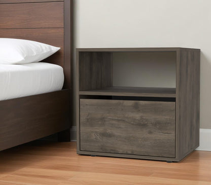 20" Dark Brown Wood Nightstand