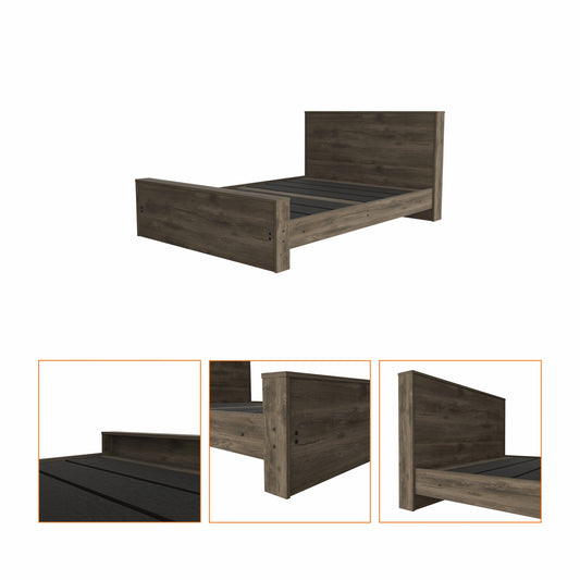 Dark Brown Wood Full Bed Frame