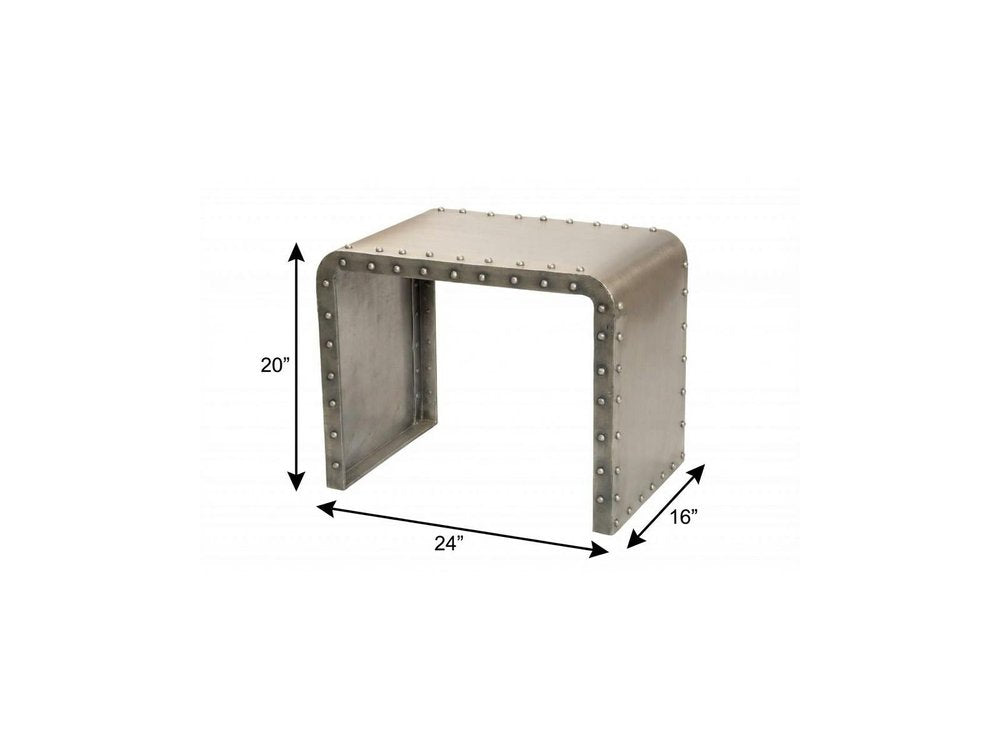 20" Gold Metal Rectangular End Table