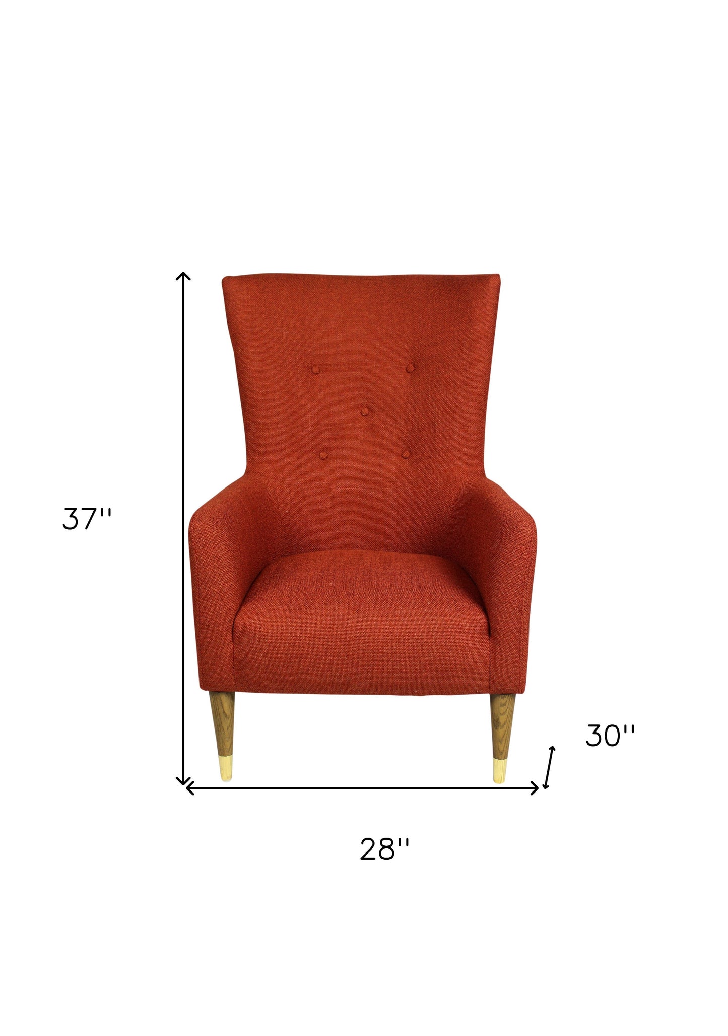 28" Orange And Natural Solid Color Lounge Chair