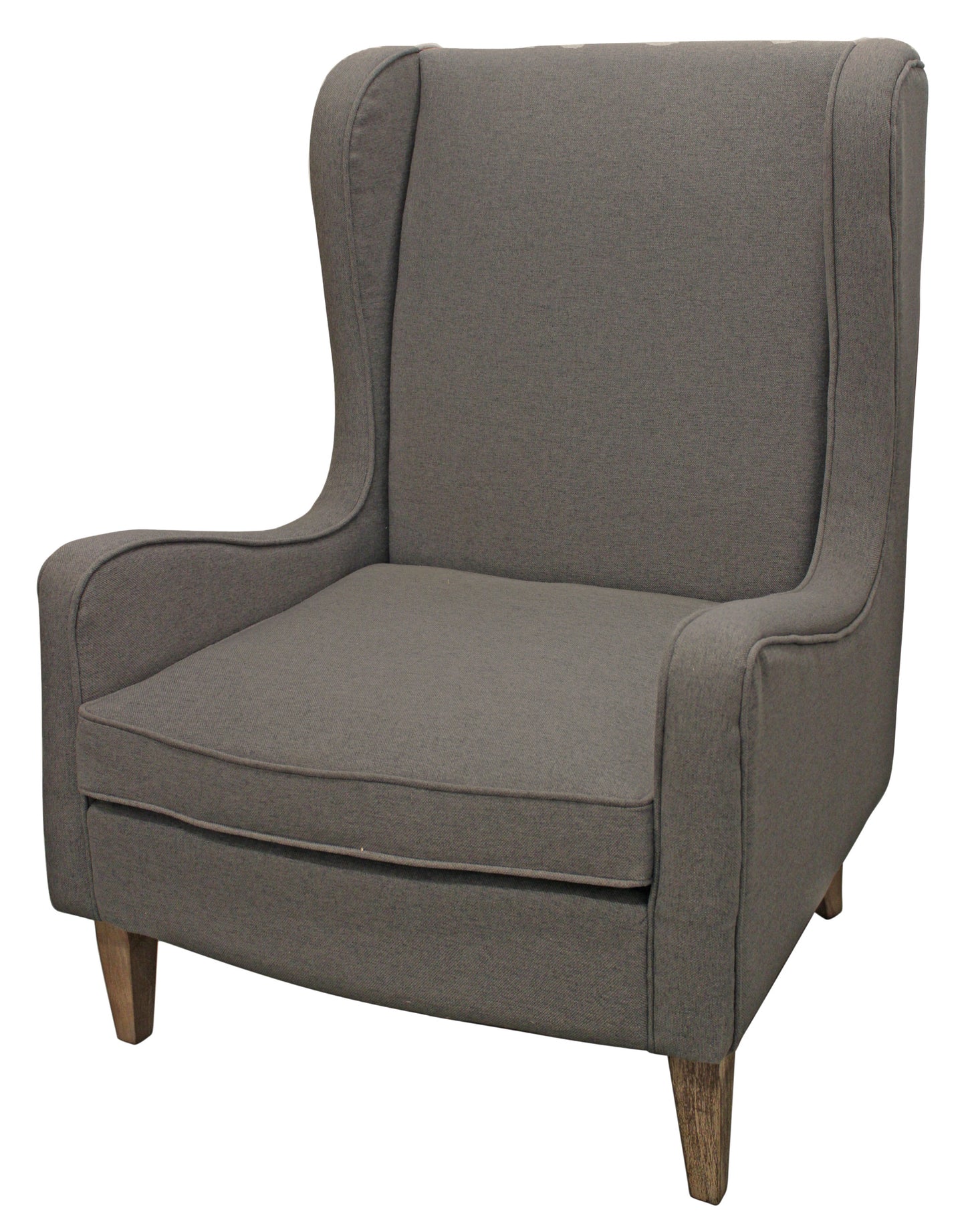29" Gray Linen And Natural Solid Color Lounge Chair