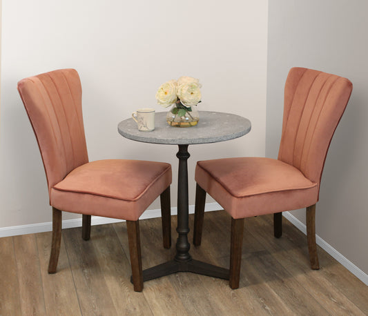 24" Gray And Black Stone And Iron Round Dining Table