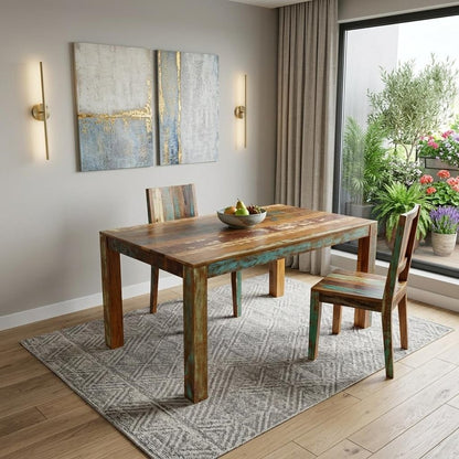 72" Brown Solid Wood Dining Table