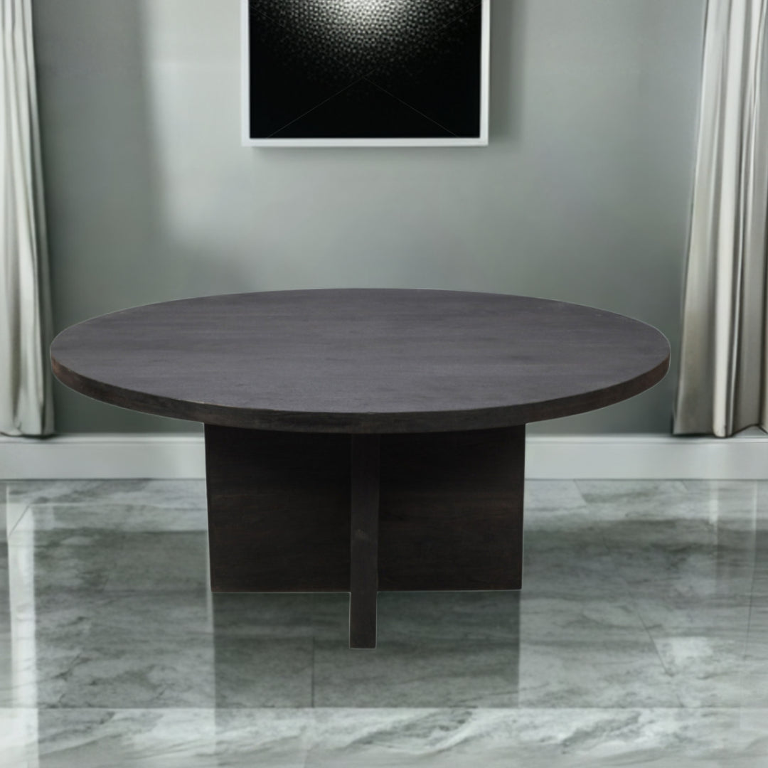 60" Gray Rounded Solid Wood Pedestal Base Dining Table