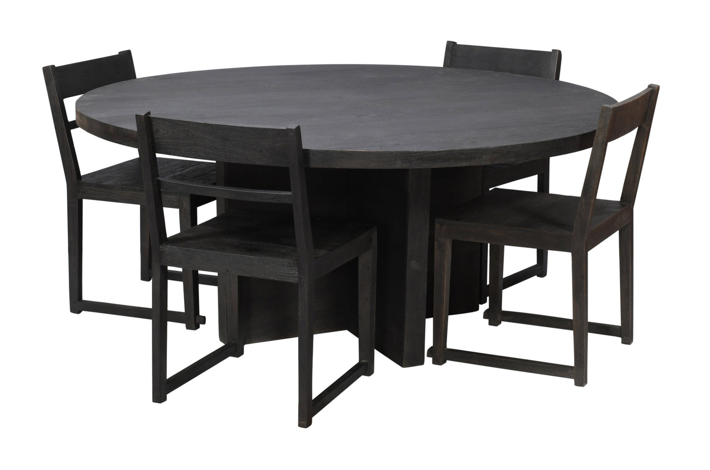 60" Gray Rounded Solid Wood Pedestal Base Dining Table