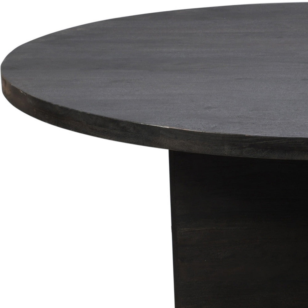 60" Gray Rounded Solid Wood Pedestal Base Dining Table