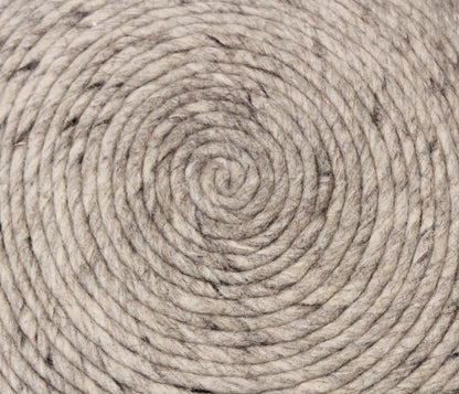 20" Gray Wool Round Ribbed Pouf Ottoman