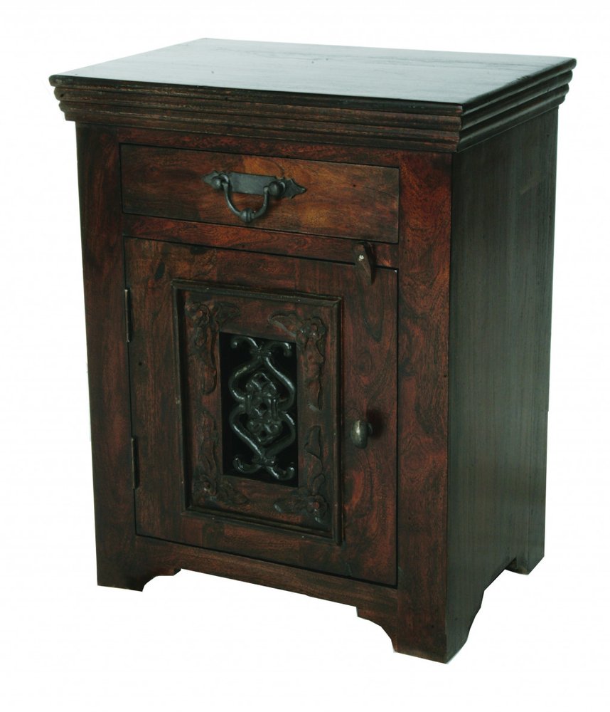 30" Dark Brown Solid Wood One Drawer Nightstand