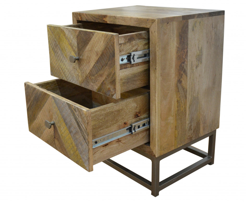 25" Natural Two Drawer Nightstand