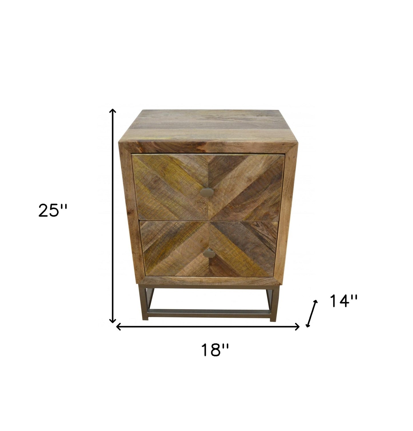 25" Natural Two Drawer Nightstand