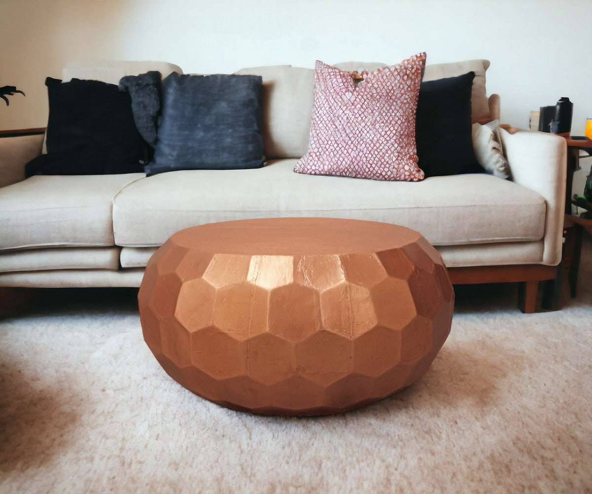 28" Rustic Copper Brass Hexagon Coffee Table