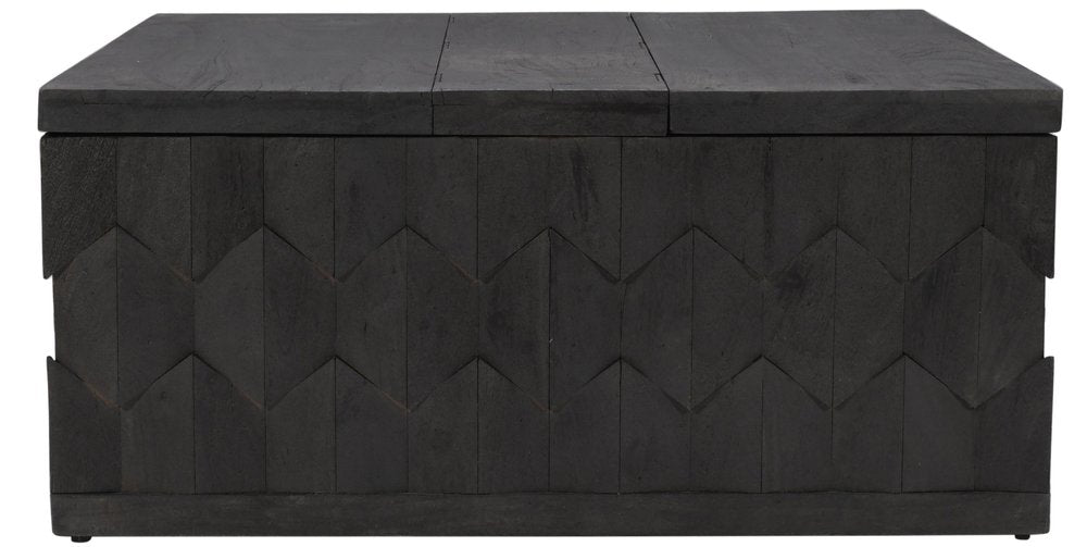 40" Dark Gray Solid Wood Square Distressed Solid Trunk Coffee Table