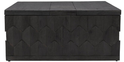 40" Dark Gray Solid Wood Square Distressed Solid Trunk Coffee Table