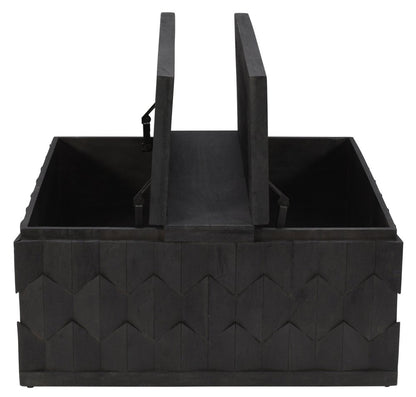 40" Dark Gray Solid Wood Square Distressed Solid Trunk Coffee Table