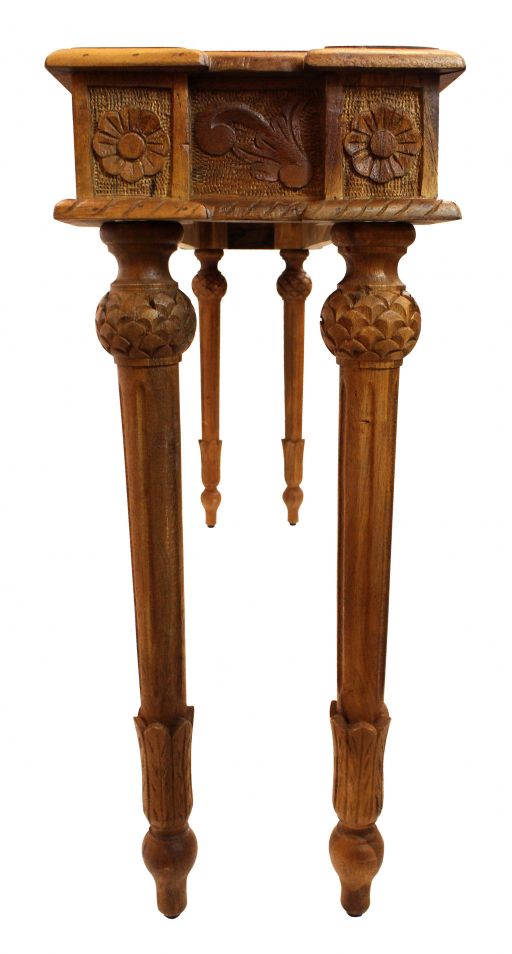 54" Brown Solid Wood Distressed Console Table