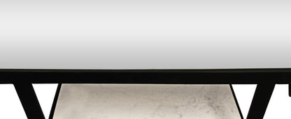 58" White and Black Genuine Marble Floor Shelf Console Table Two Shelves