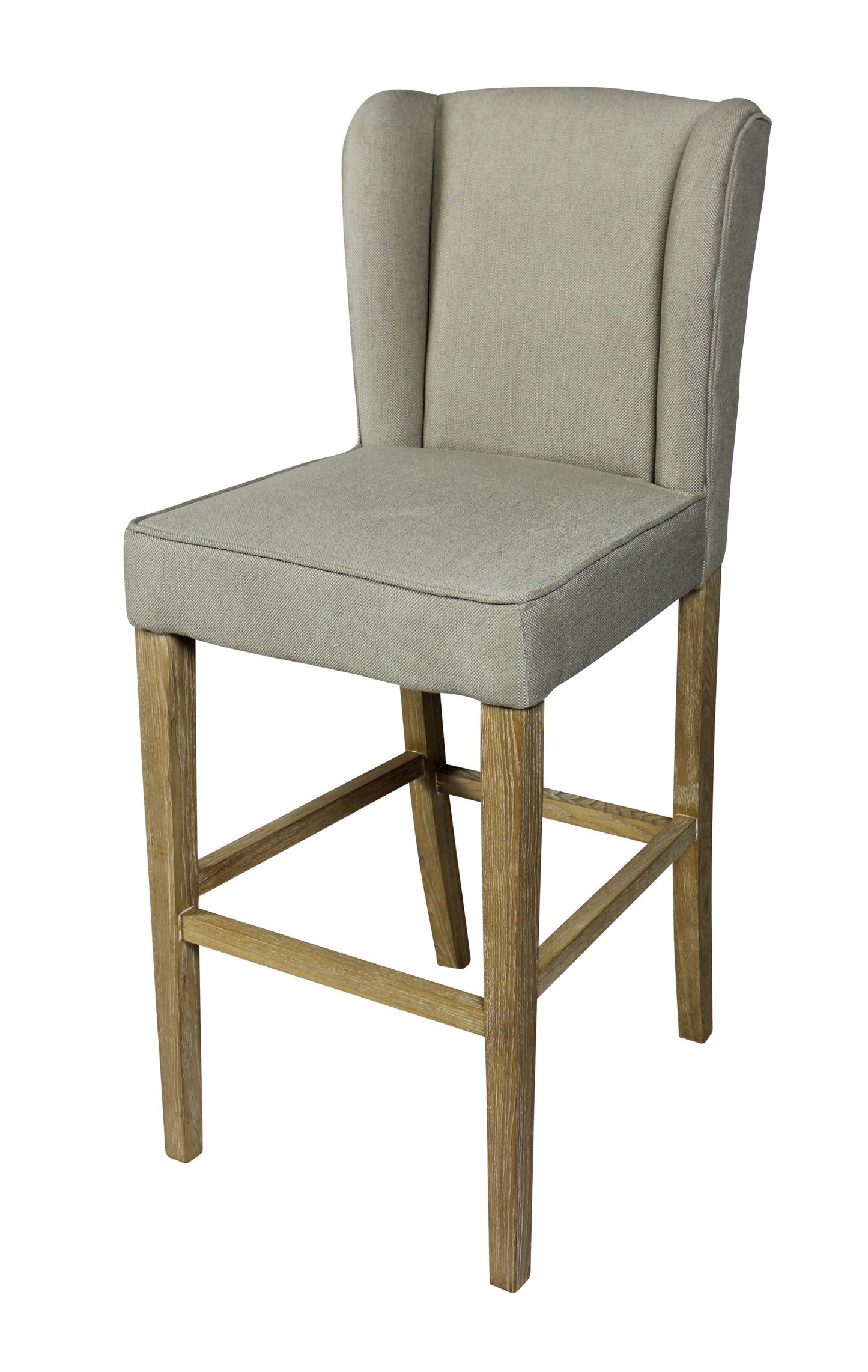 30" Gray And Brown Solid Wood Bar Height Bar Chair