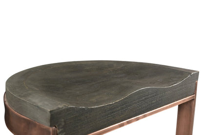 26" Gray And Copper Solid Wood And Iron Backless Counter Height Bar Chair