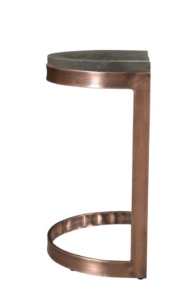 26" Gray And Copper Solid Wood And Iron Backless Counter Height Bar Chair