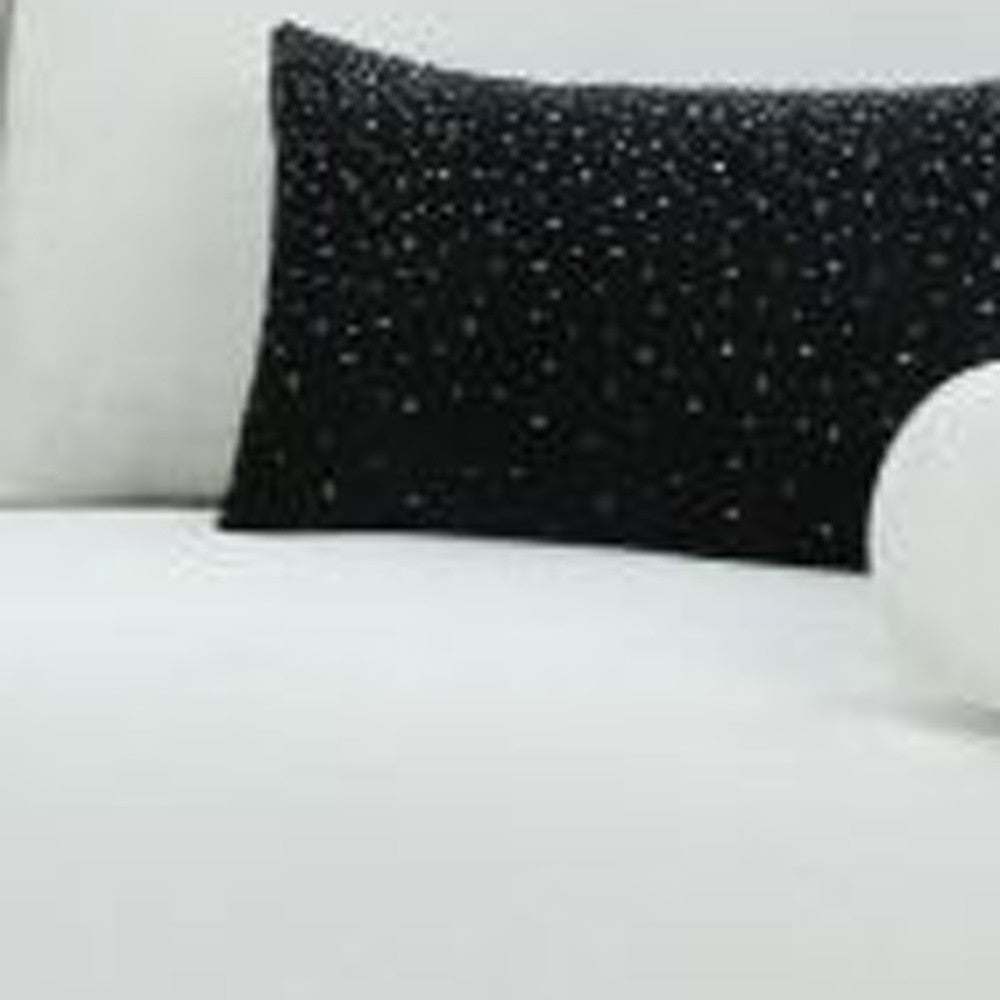 89" White Sofa And Toss Pillows With Silver Legs