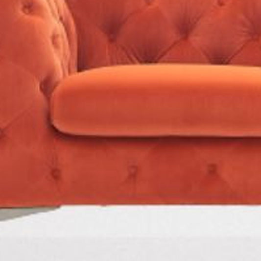 97" Orange Silver Chesterfield Sofa