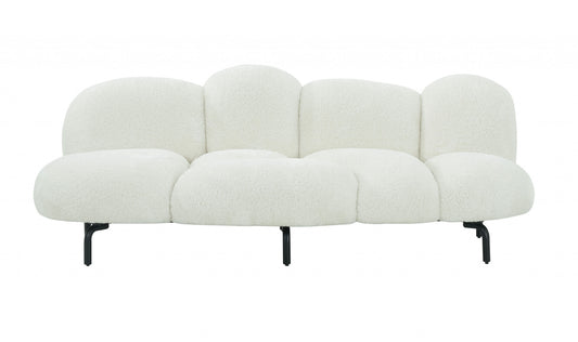 87" White Sofa With Black Legs