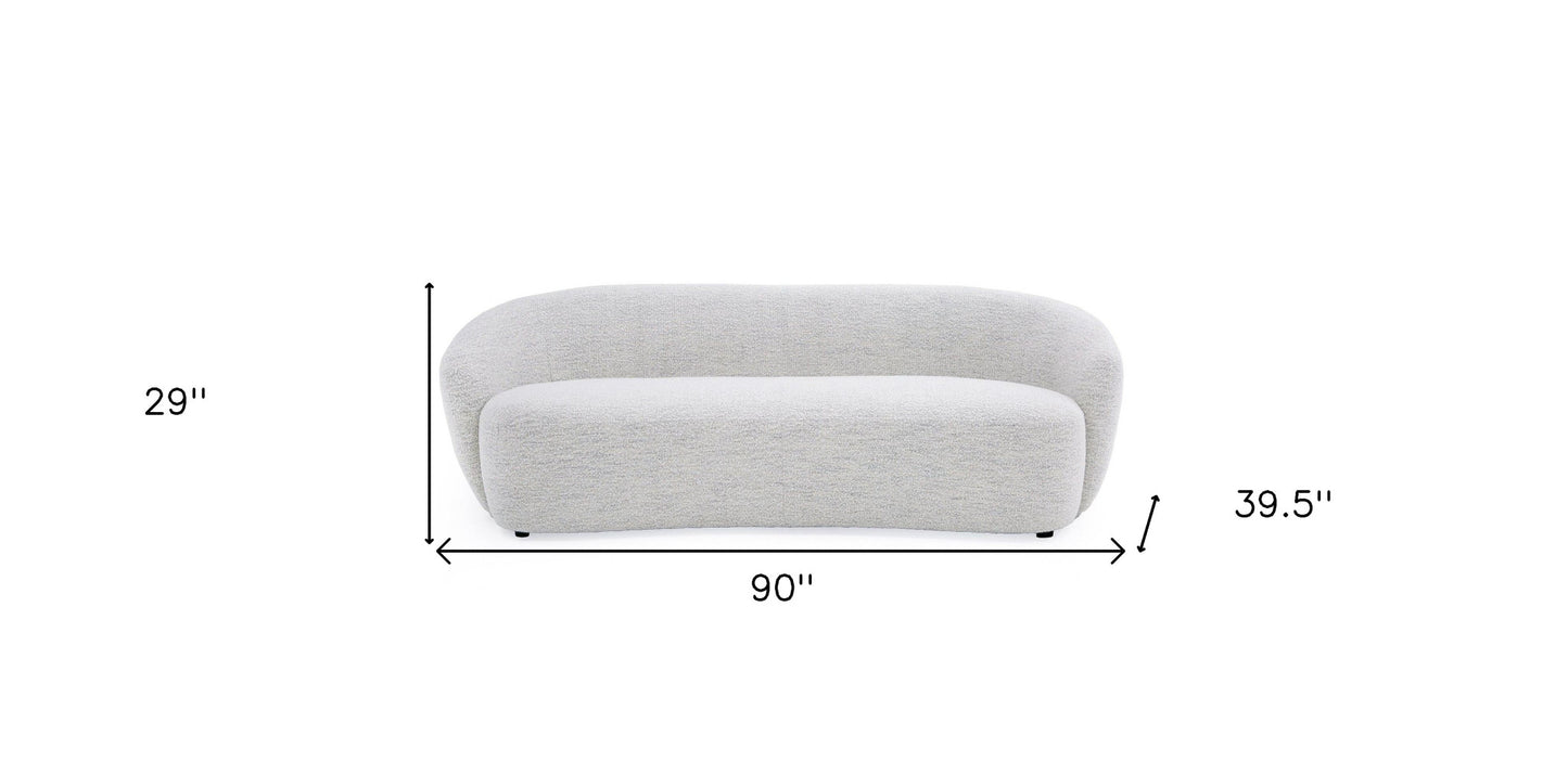 90" Off White Fabric Sofa With Black Legs