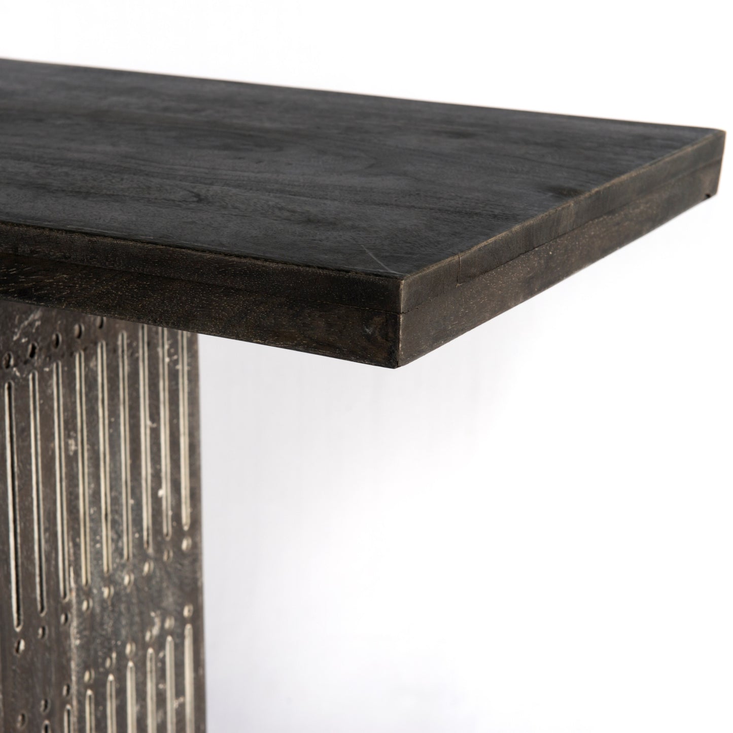 54" Brown Solid Wood Distressed Pedestal Console Table