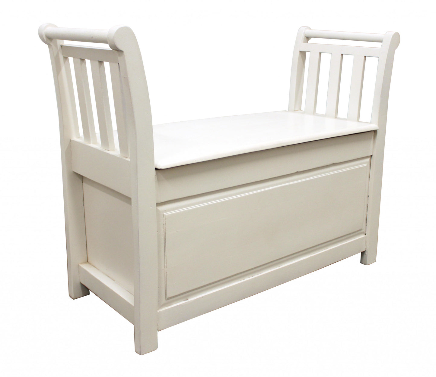 38" White Solid Wood Storage Bench with Flip Top