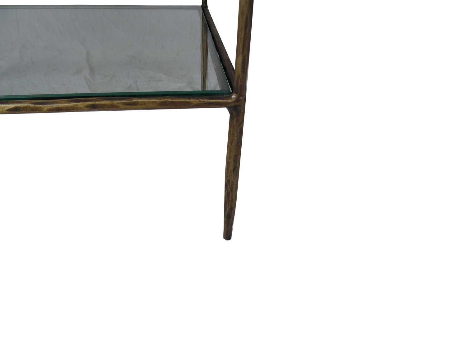 59" Brass Iron and Glass Five Tier Etagere Bookcase