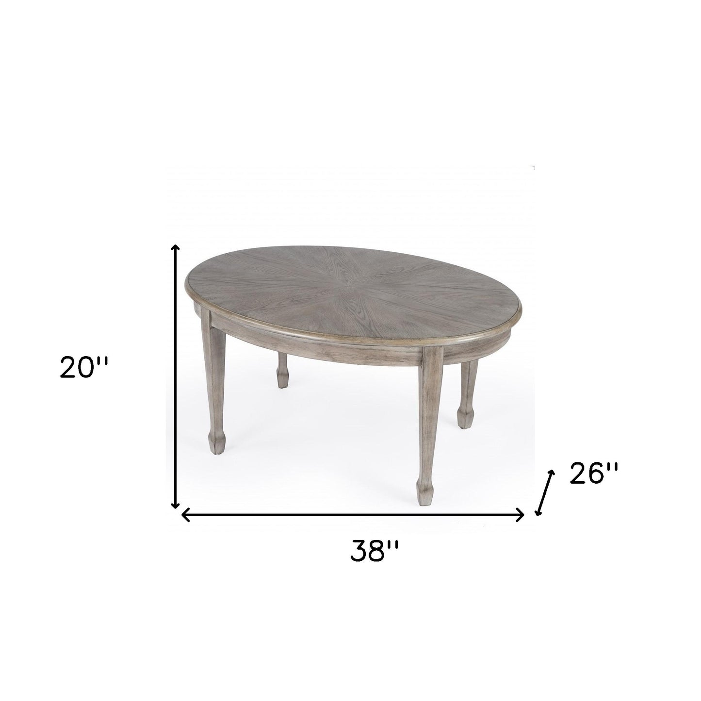 38" DriftWood Solid And Manufactured Wood Oval Distressed Coffee Table