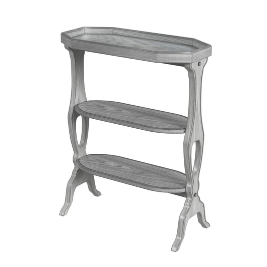 28" Gray Manufactured Wood Octagon End Table With Two Shelves