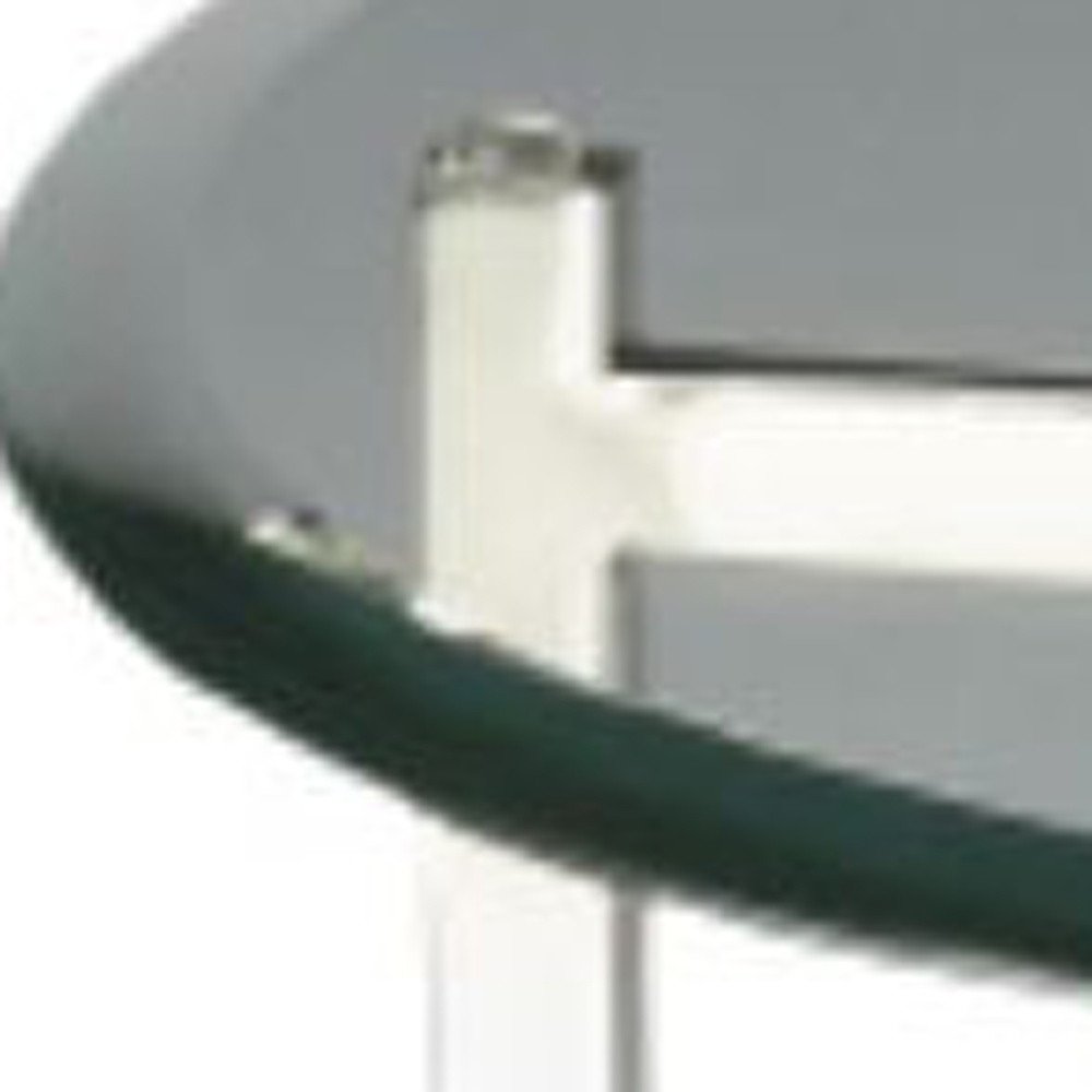 21" Clear And Silver Glass and Stainless Steel Round End Table