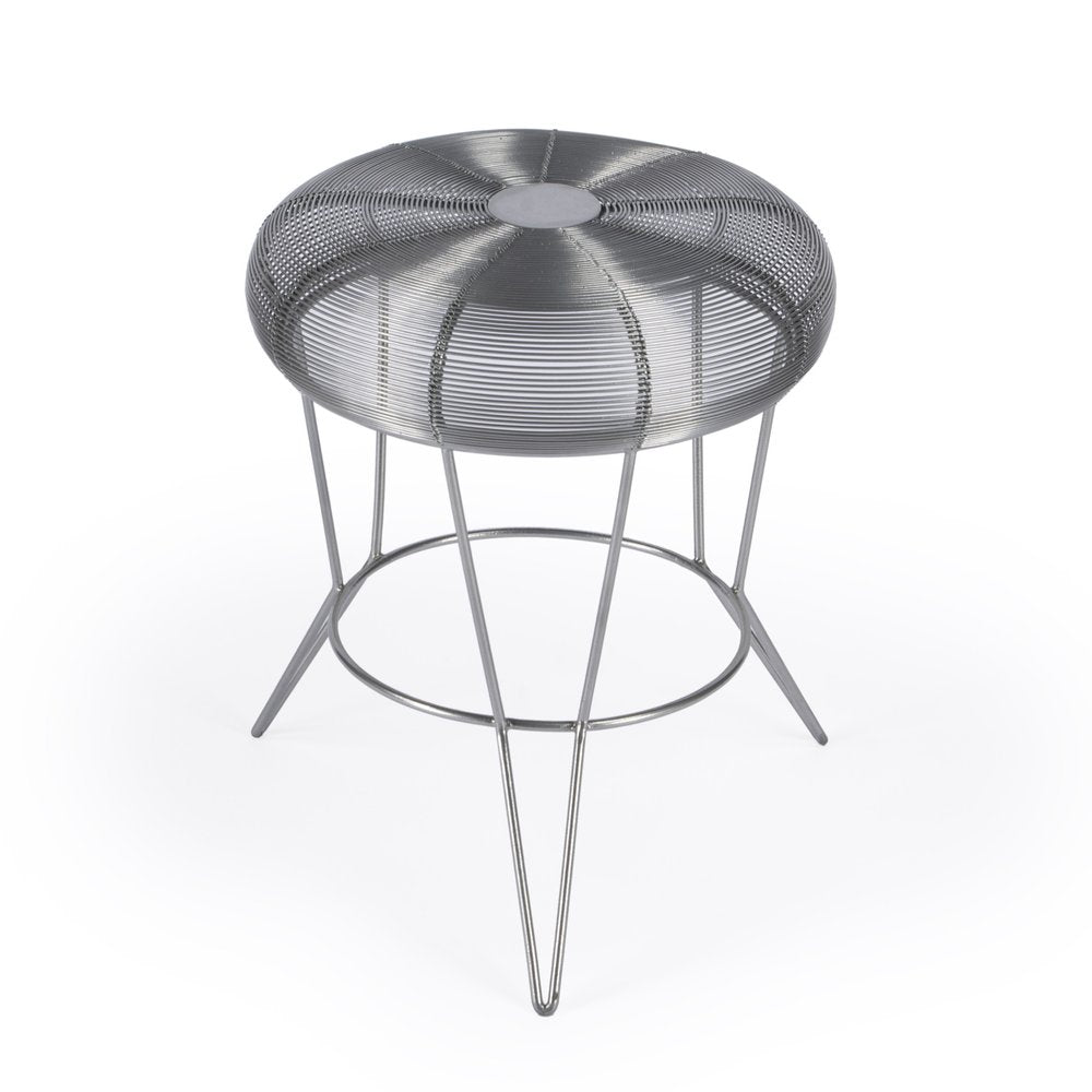 18-inch silver wire round end table