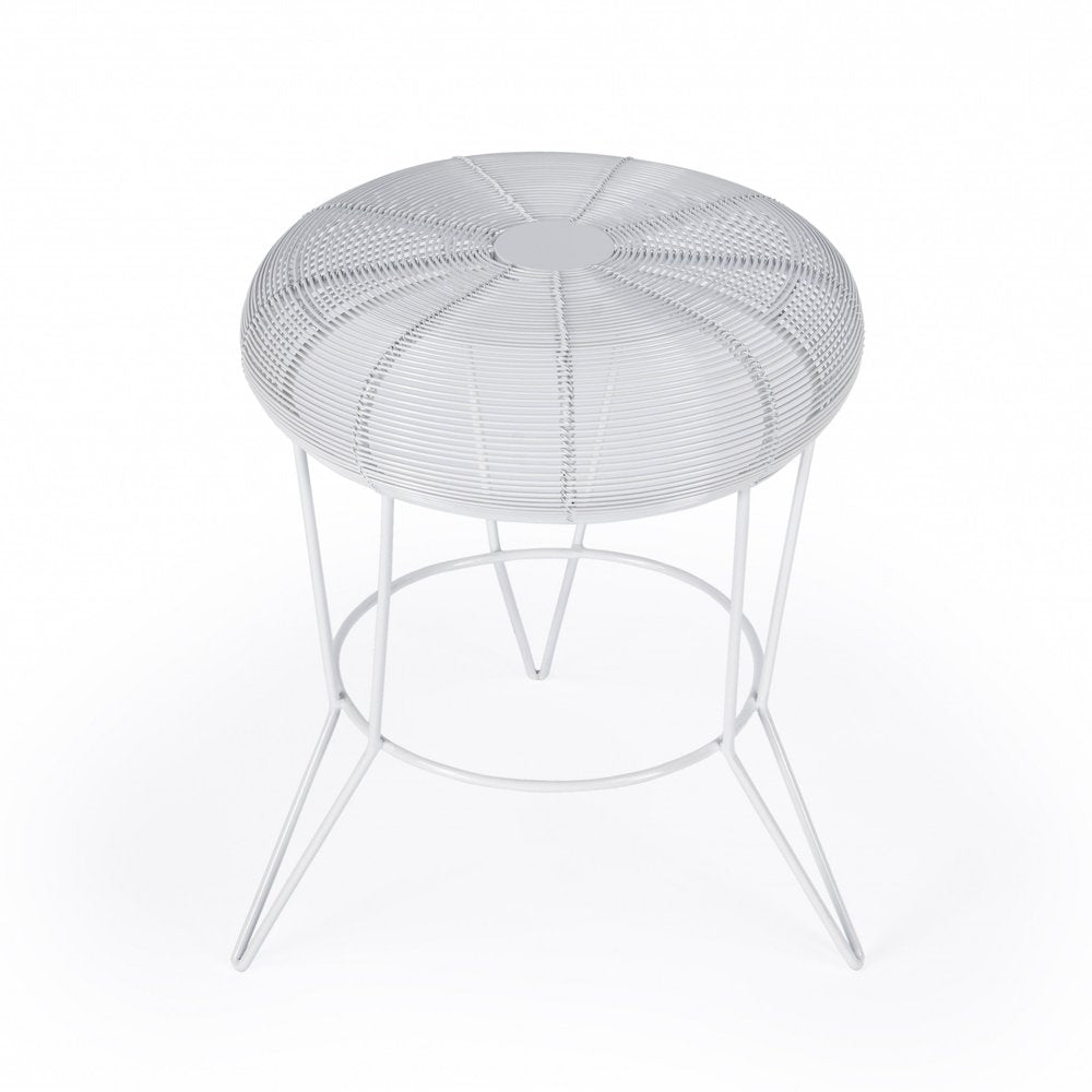 18-inch white wire round-top end table.
