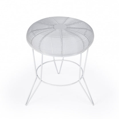 18-inch white wire round-top end table.