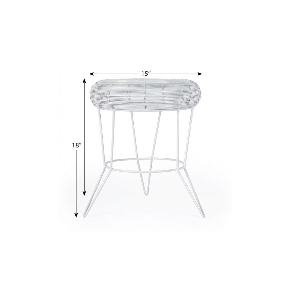 18-inch white wire round-top end table