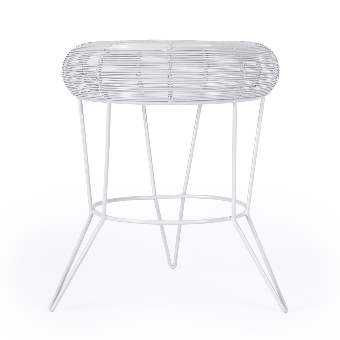 18" White Wire Round top End Table