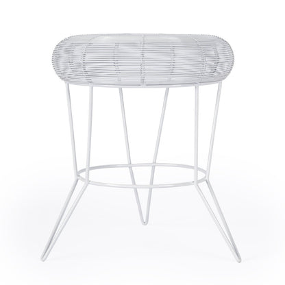 18" white wire round top end table