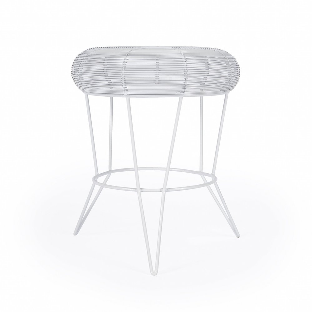 18" white wire round-top end table