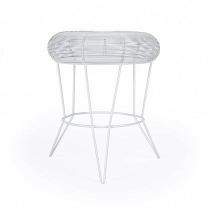 18" white wire round-top end table