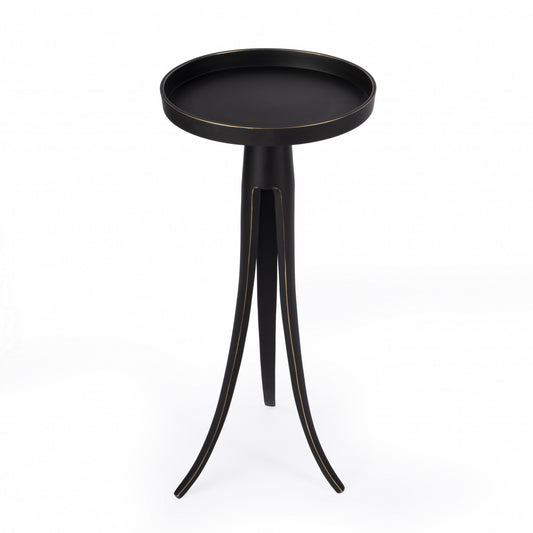 24" Black Distressed Aluminum Round End Table