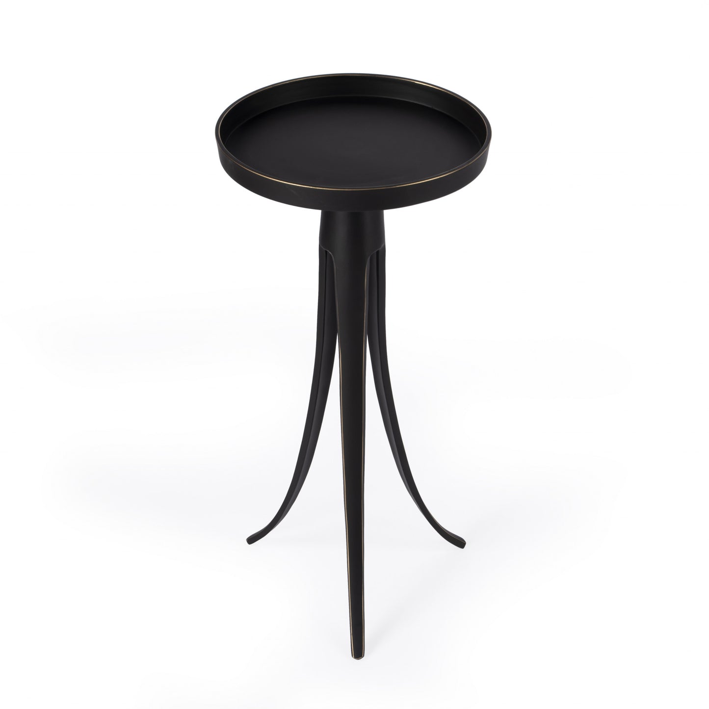 24" Black Distressed Aluminum Round End Table