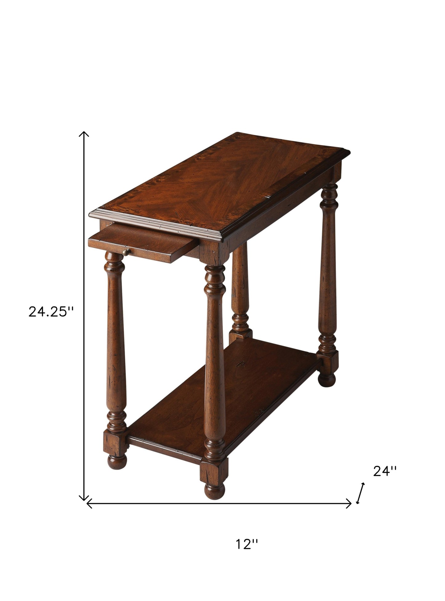 24" Wood Brown End Table With Shelf