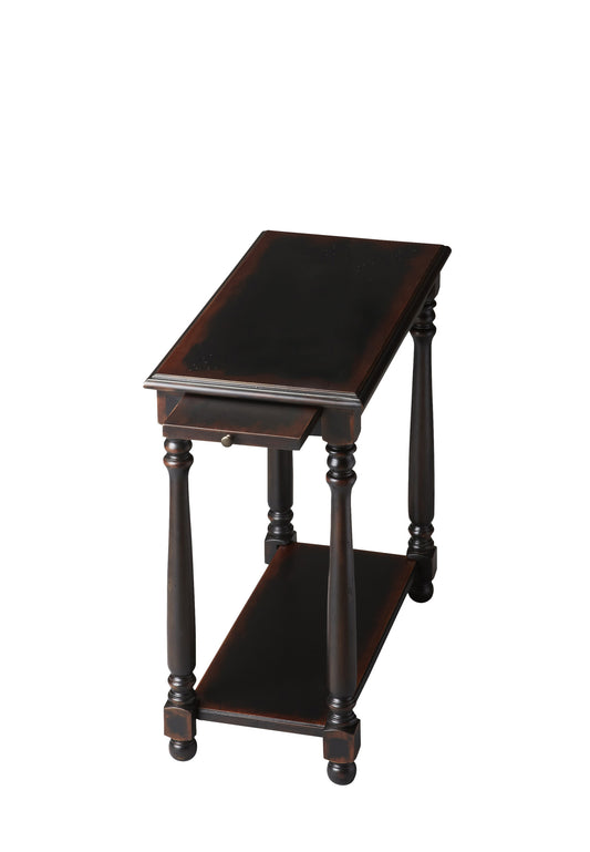 24" Black End Table With Shelf