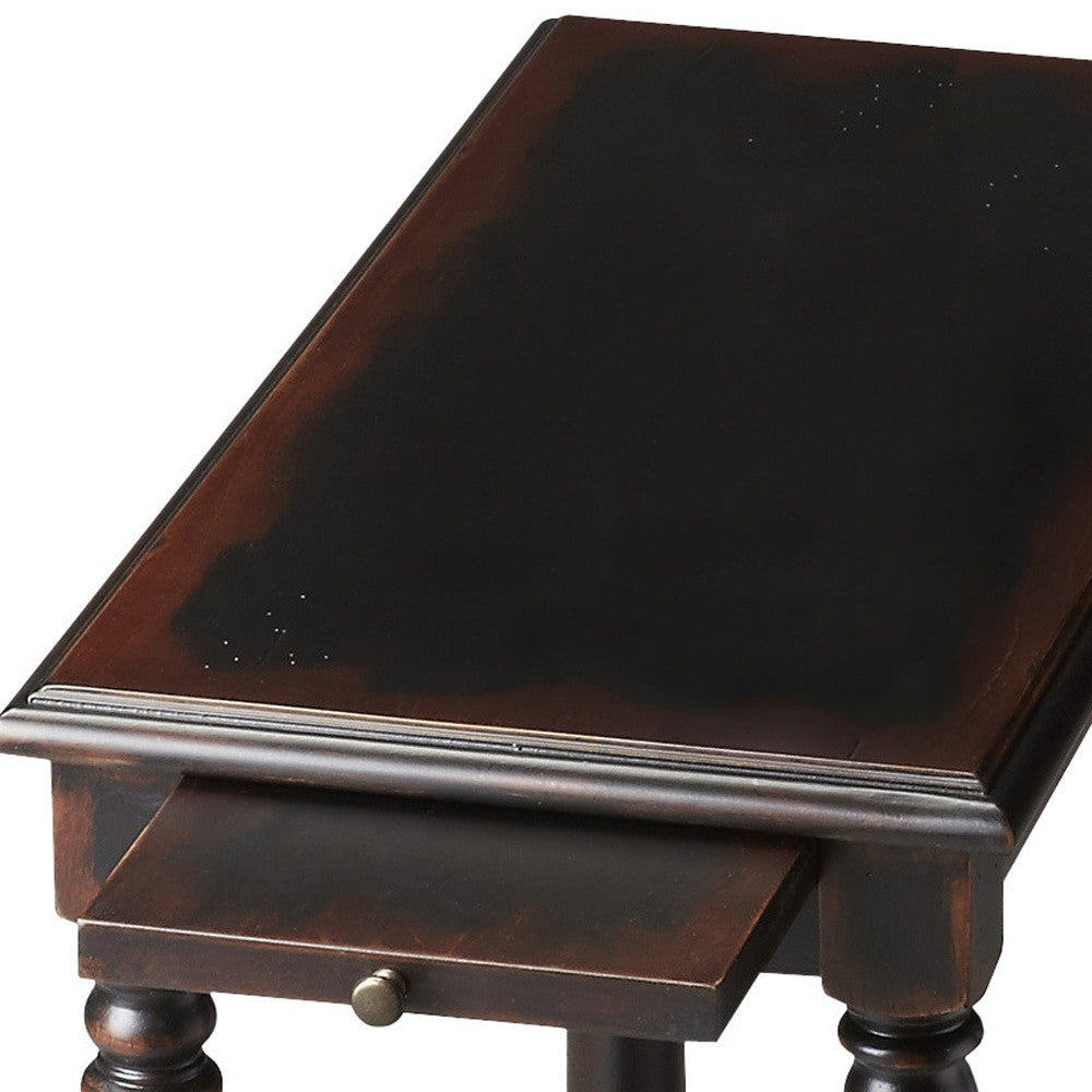 24" Black End Table With Shelf