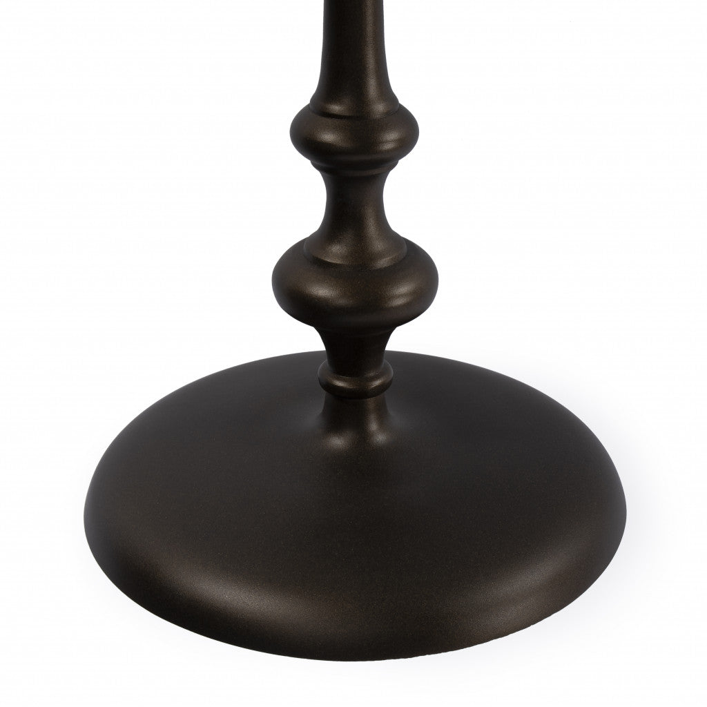 18" Dark Burnished Bronze Aluminum Round Top Pedestal End Table