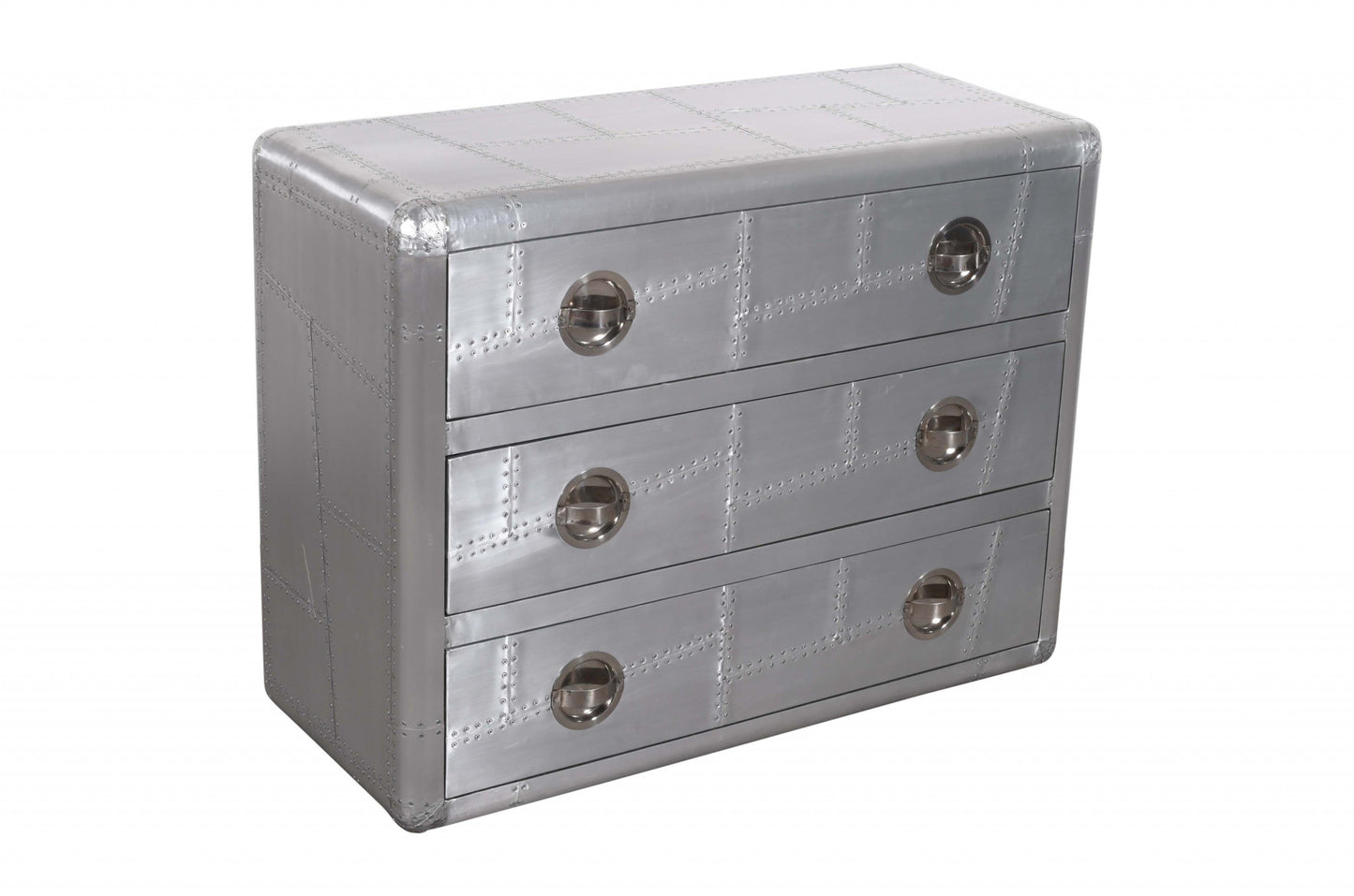 42" Silver Aluminum Three Drawer Dresser