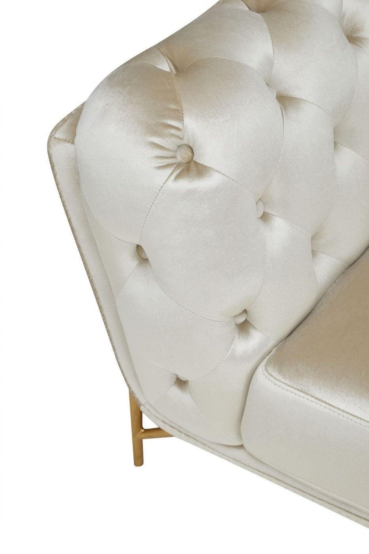 69" Pearl Tufted Velvet And Gold Chesterfield Love Seat