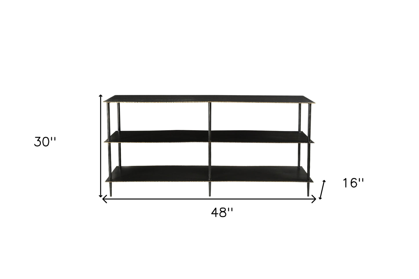 48" Gray Iron Floor Shelf Console Table With Storage